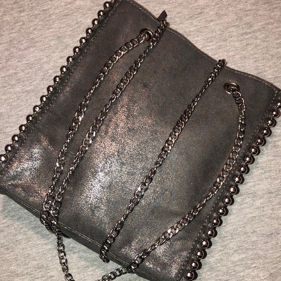 Zara Handbags - Zara Metallic Grey Shoulder Bag